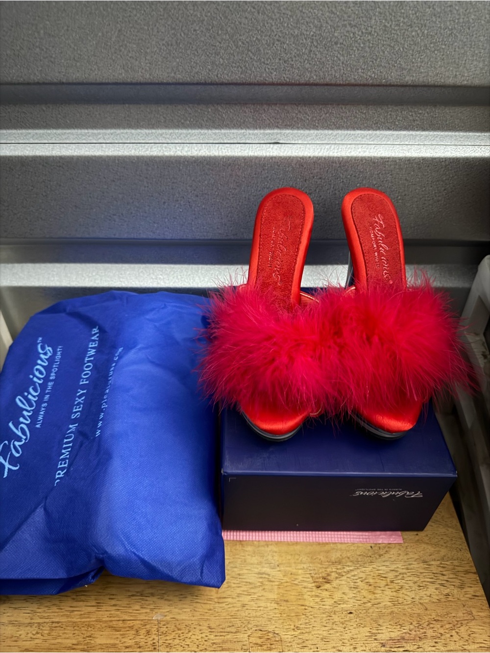 Red Feather Slide Sandals